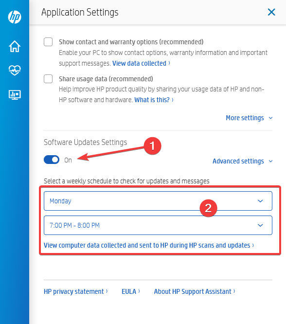 Timer preferences screen for weekly automatic scans