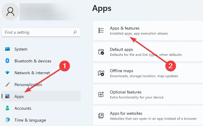 Windows Apps and features route for managing installed programs
